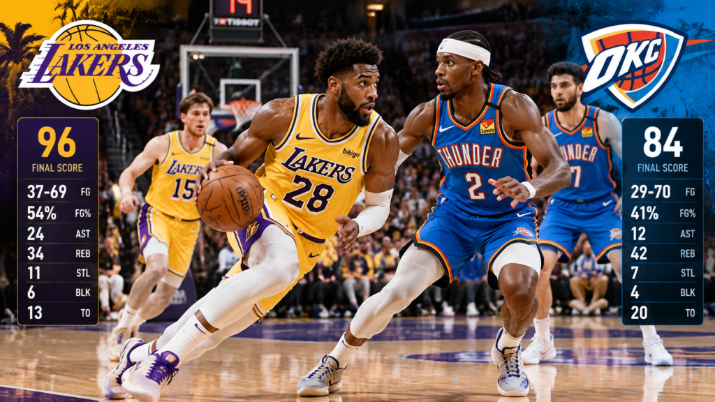 Lakers vs Oklahoma City Thunder Match Player Stats